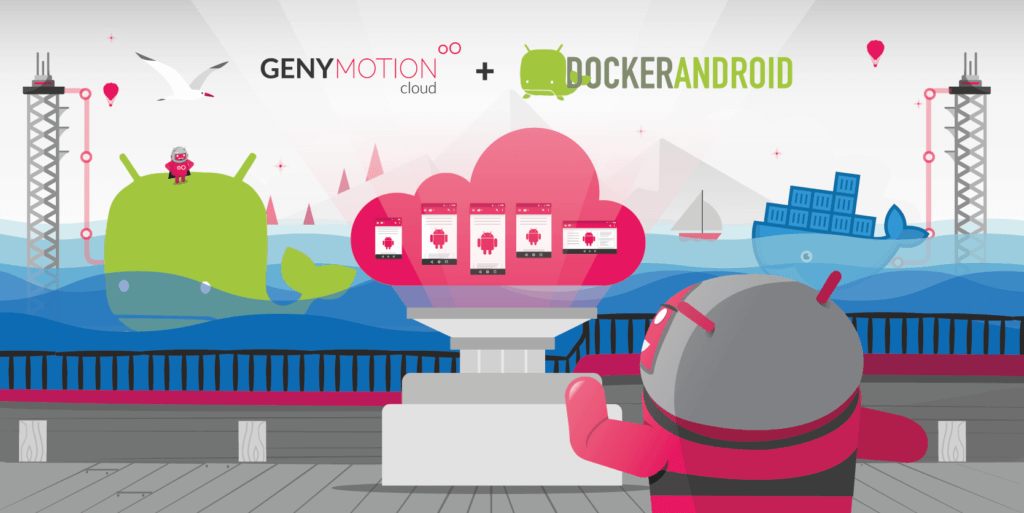 Genymotion and Docker Android integration illustration.