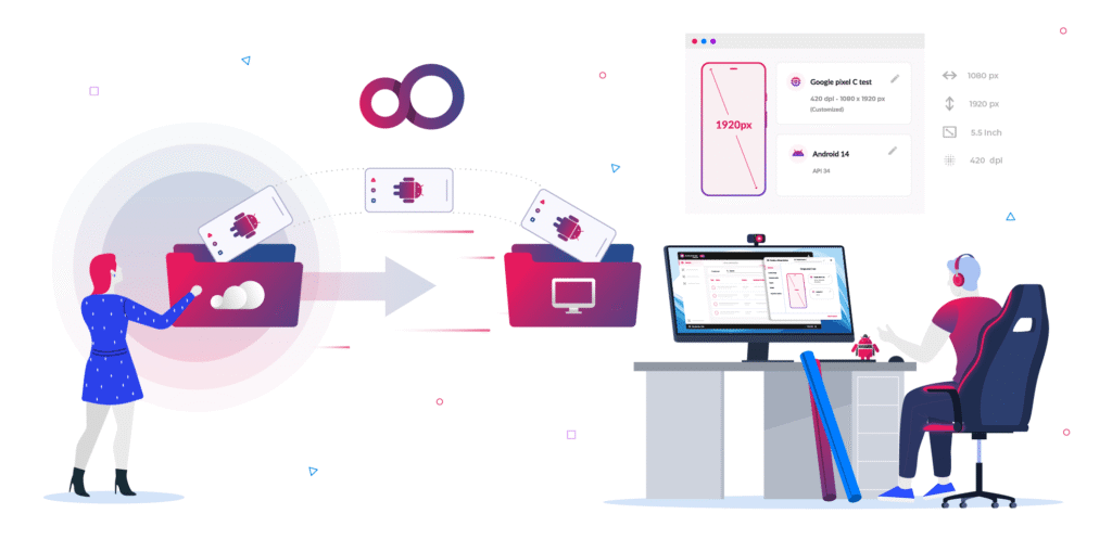 Illustration for new Genymotion Desktop 3.10 release, with new graphical interface.