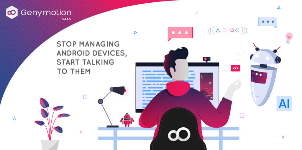 Illustration showing a person using AI skills with Genymotion.