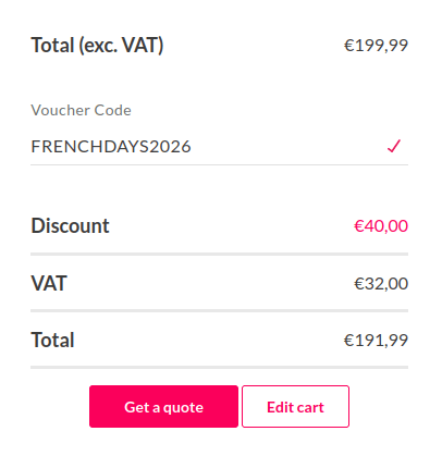 Entering the "FRENCHDAYS2026" voucher code at check out.