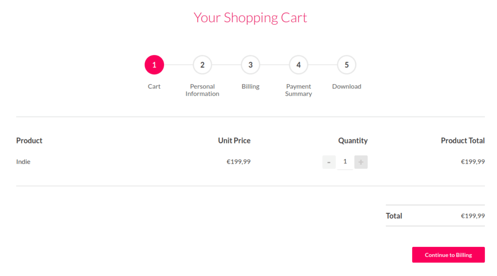 Shopping cart example for an Genymotion Desktop INDIE license.