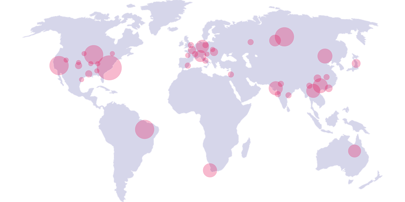Worldmap showing Genymotion partners locations.